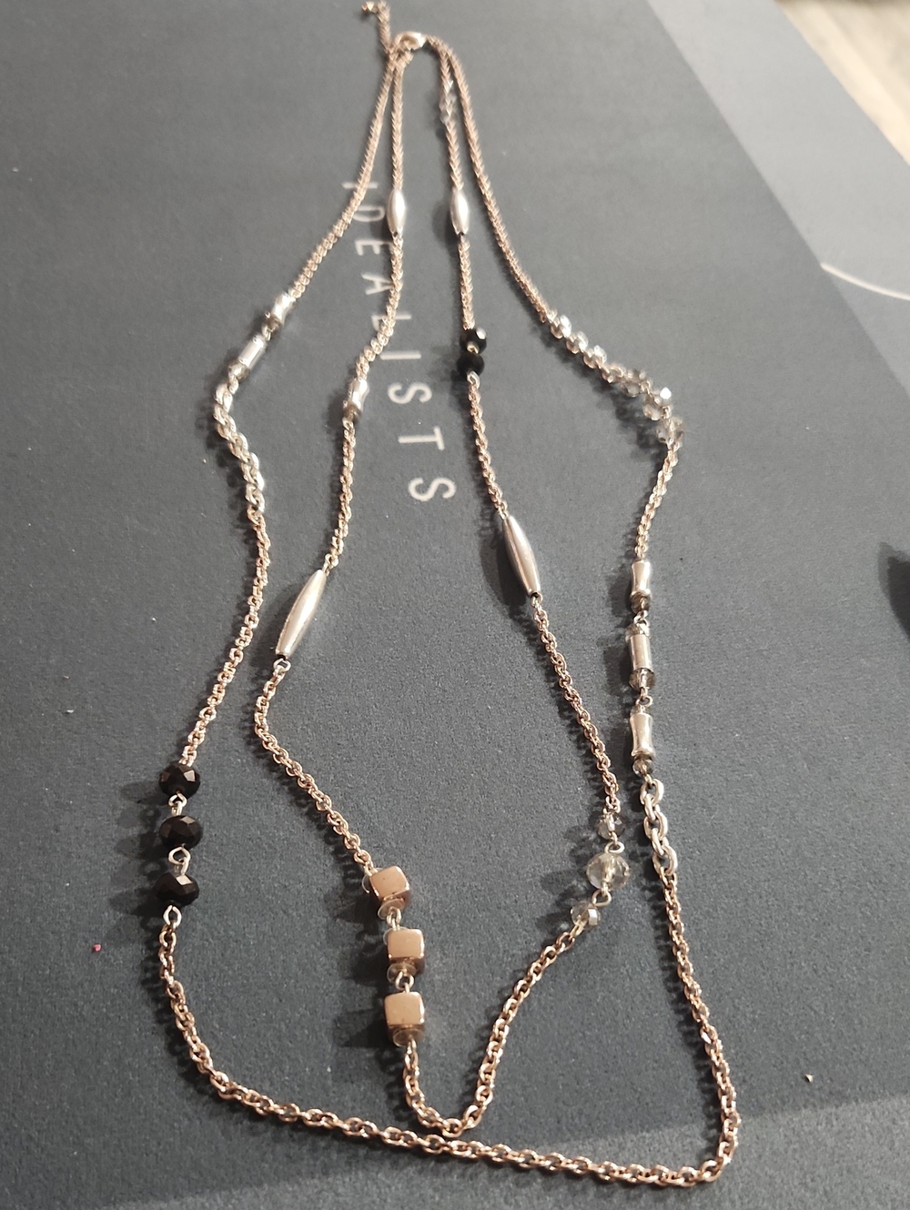 Layered Rose Gold Beaded Multi-Strand Necklace - Women